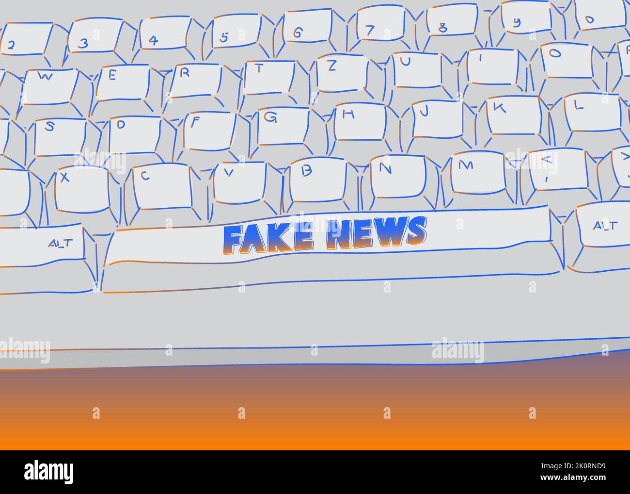 Computer Keyboard with Fake News text. Close-up of an electronic ...