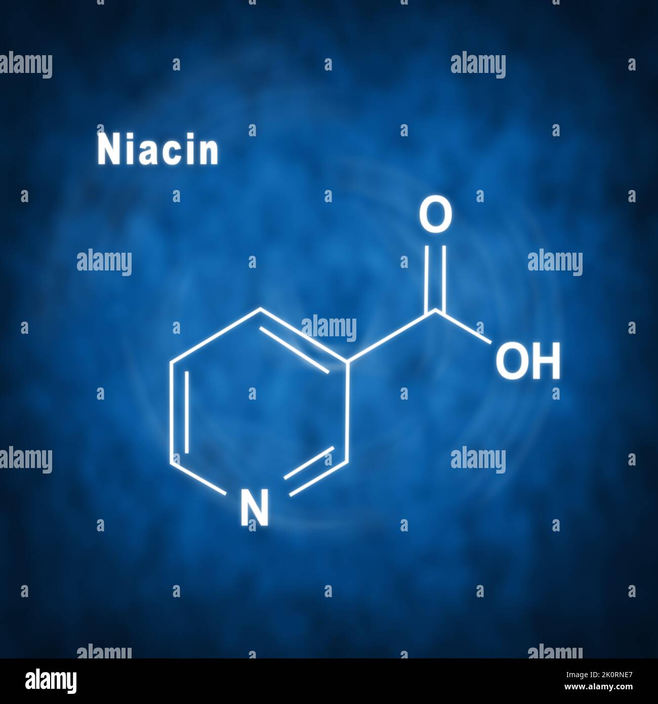 Niacin (nicotinic acid) molecule, vitamin B3 Structural chemical