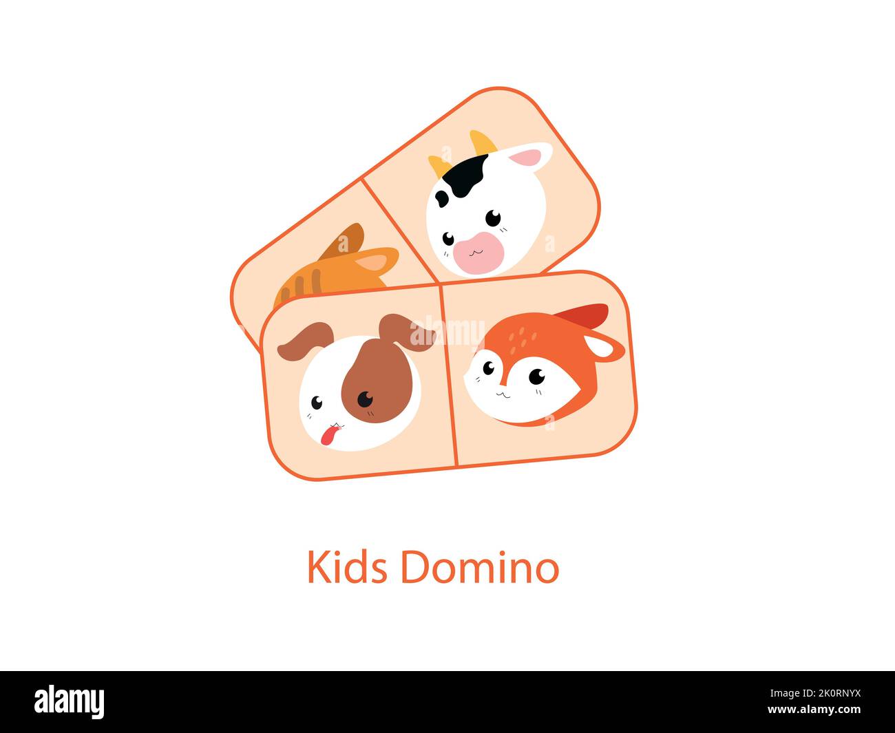 Kids Domino Game. Domino bones for Children. Cute animals on background ...