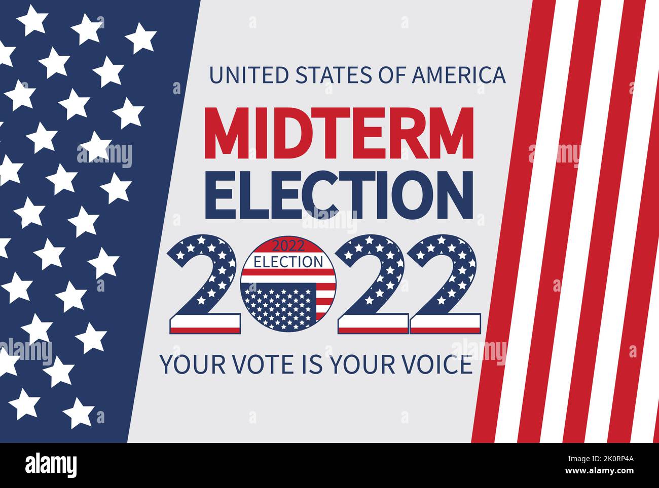 Day of midterm elections. Vote 2022 USA, banner design. Election