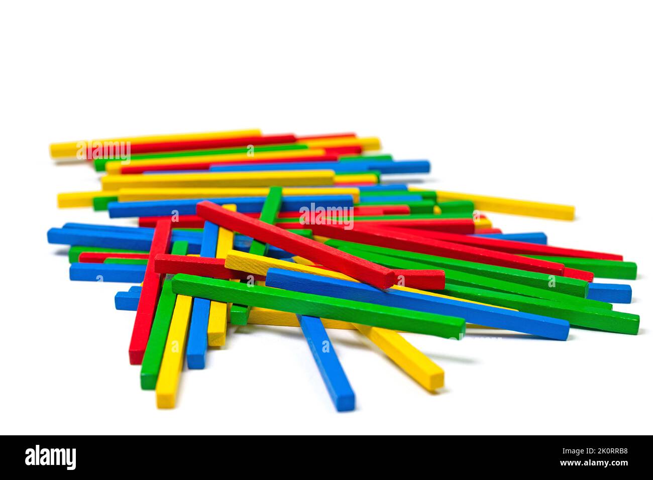 Many colorful wooden sticks close-up Stock Photo