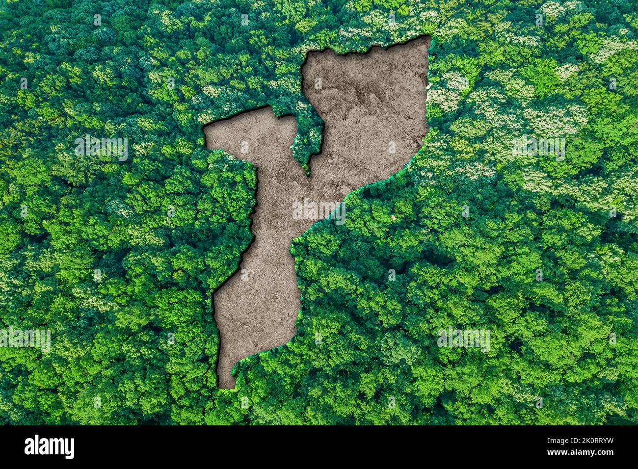 Sustainable habitat Map of Mozambique, Environment concept Stock Photo