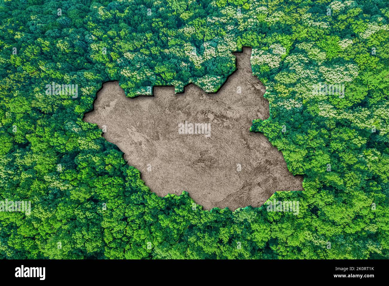Sustainable habitat Map of South Sudan, Environment concept Stock Photo