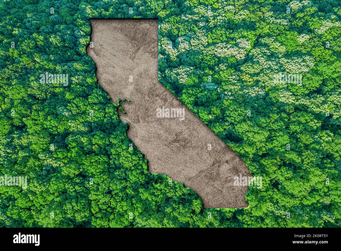 Sustainable habitat Map of California, Environment concept Stock Photo