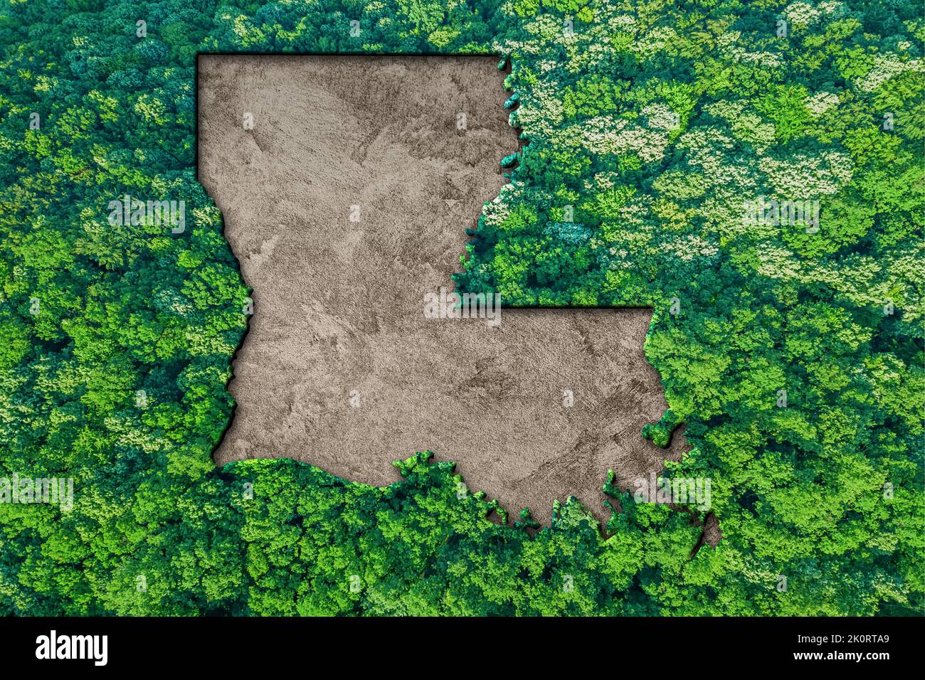 Sustainable habitat Map of Louisiana, Environment concept Stock Photo
