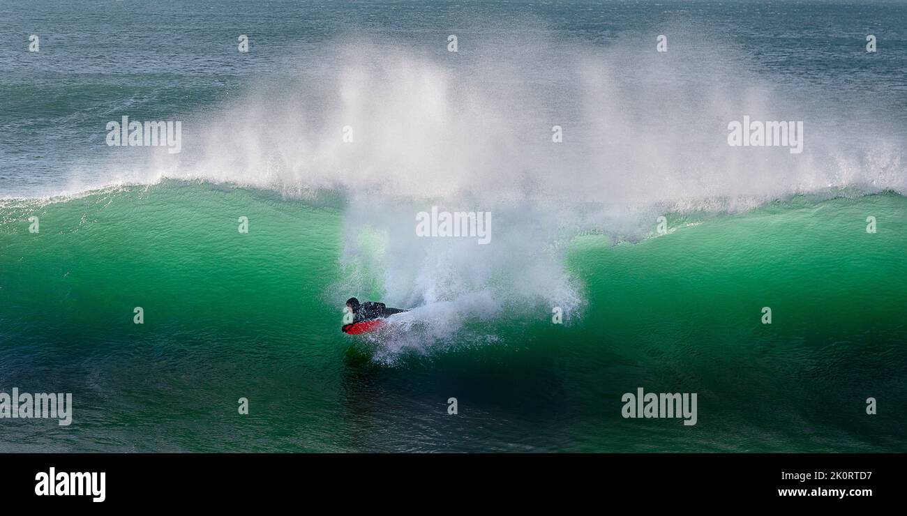 Wave and surf images from Porthleven reef Cornwall Stock Photo Alamy