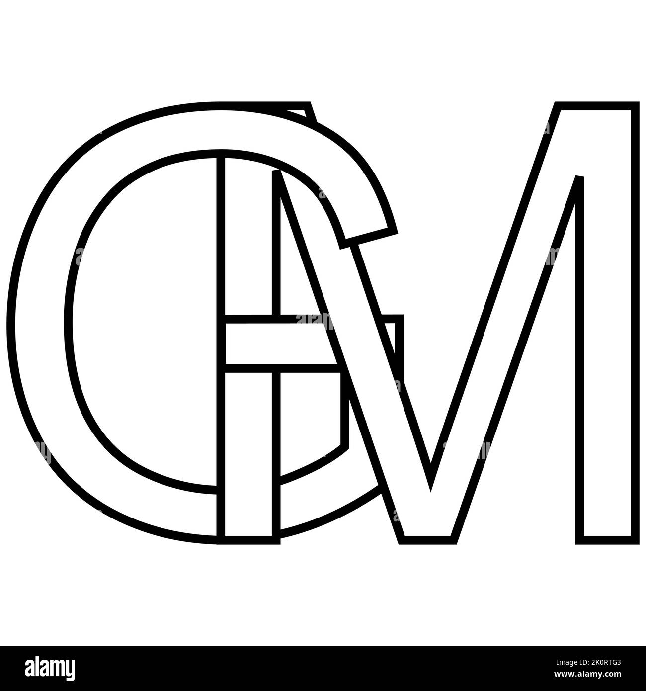Logo sign gm mg icon nft interlaced letters g m Stock Vector