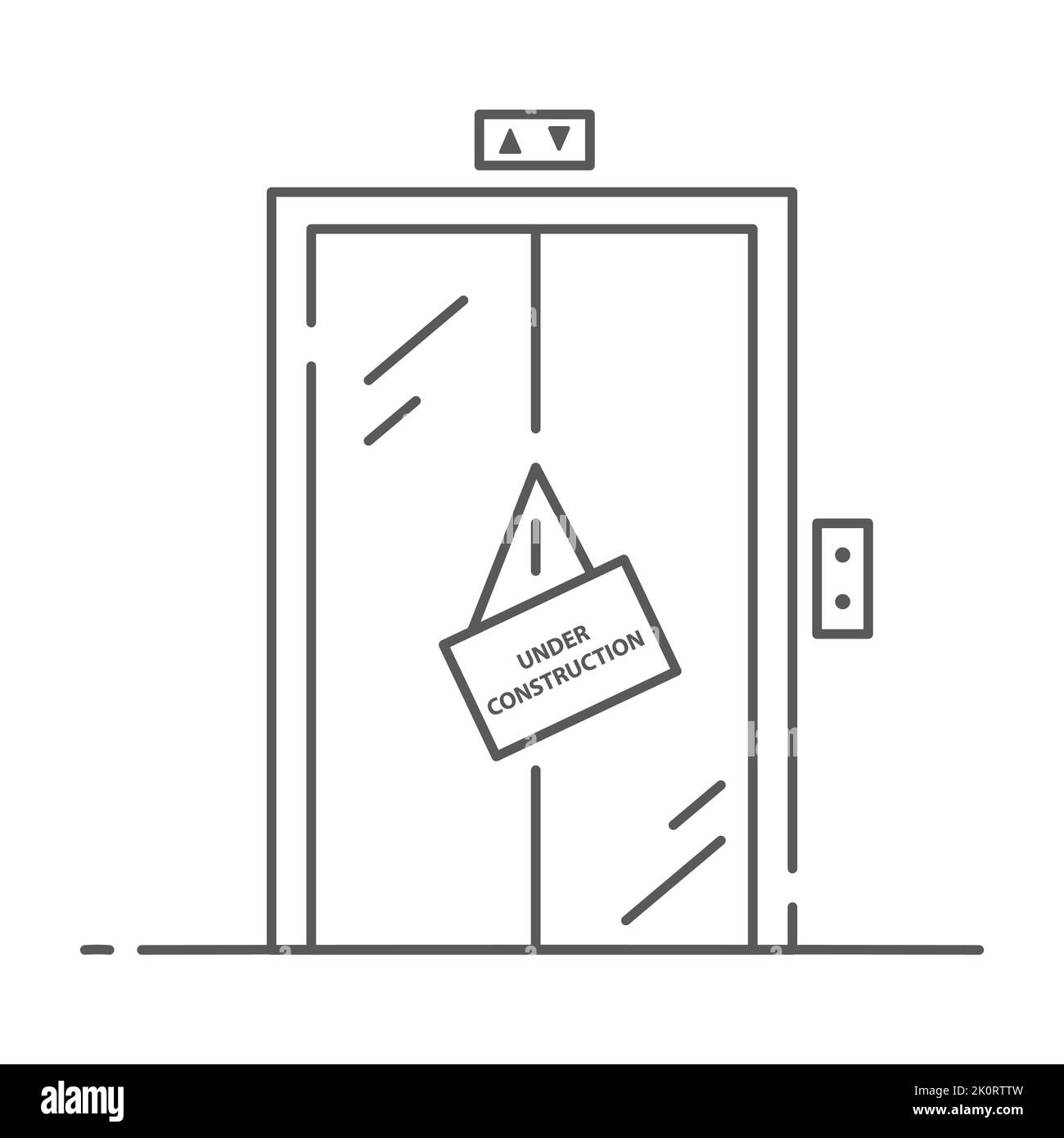 Elevator under constructionicon. Lift out of order. Outline illustration. Vector Stock Vector
