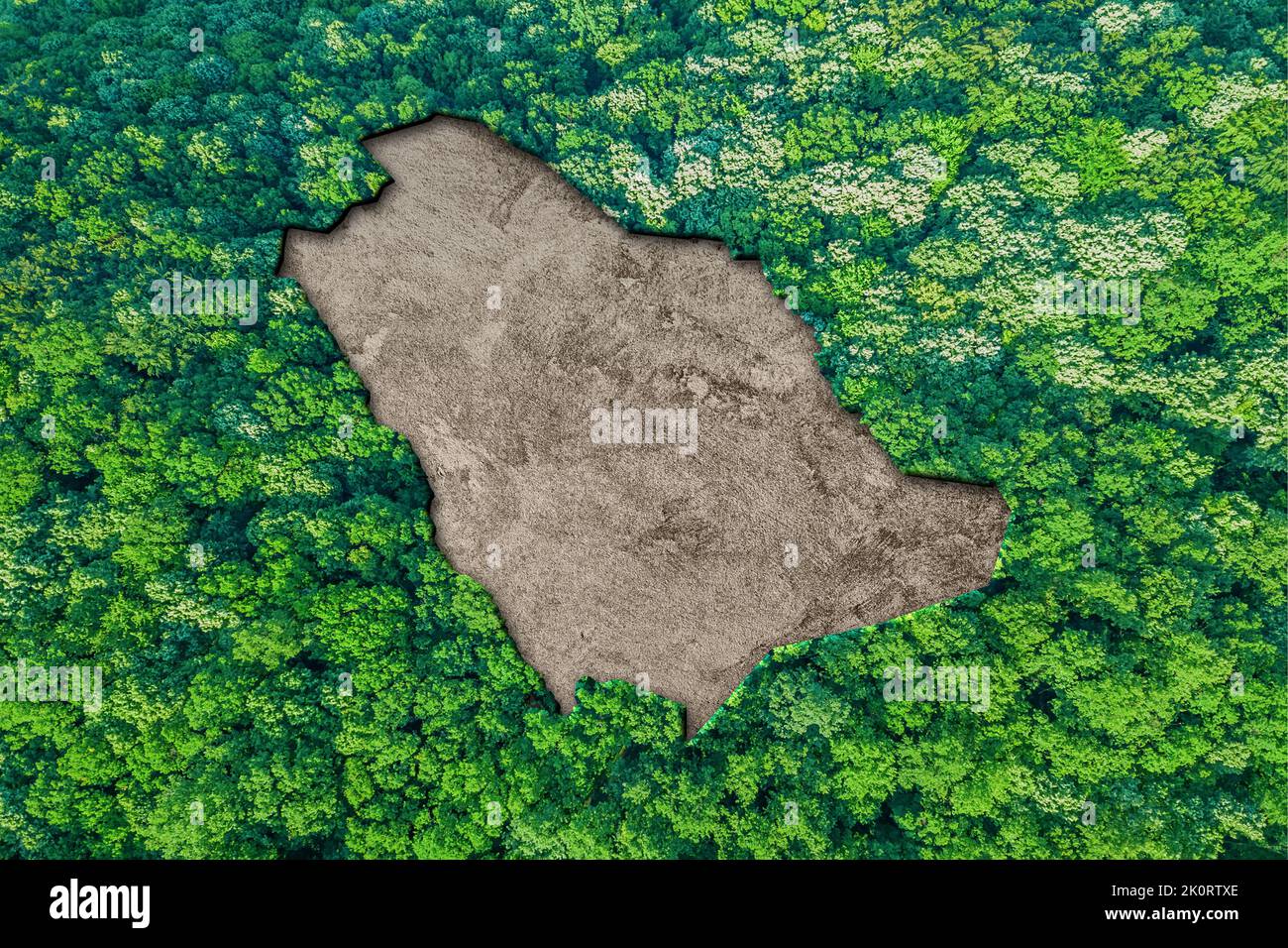 Sustainable habitat Map of Saudi Arabia, Environment concept Stock