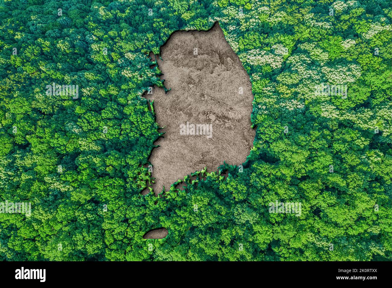 Sustainable habitat Map of South Korea, Environment concept Stock Photo