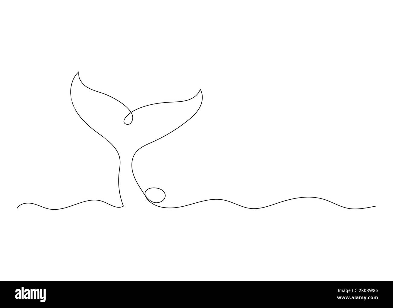Continuous line drawing of whale tail. Minimalism art Stock Vector ...