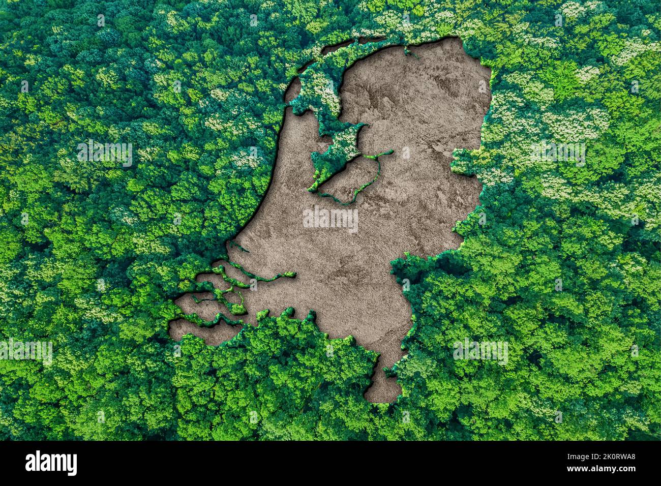 Sustainable habitat Map of Netherlands, Environment concept Stock Photo