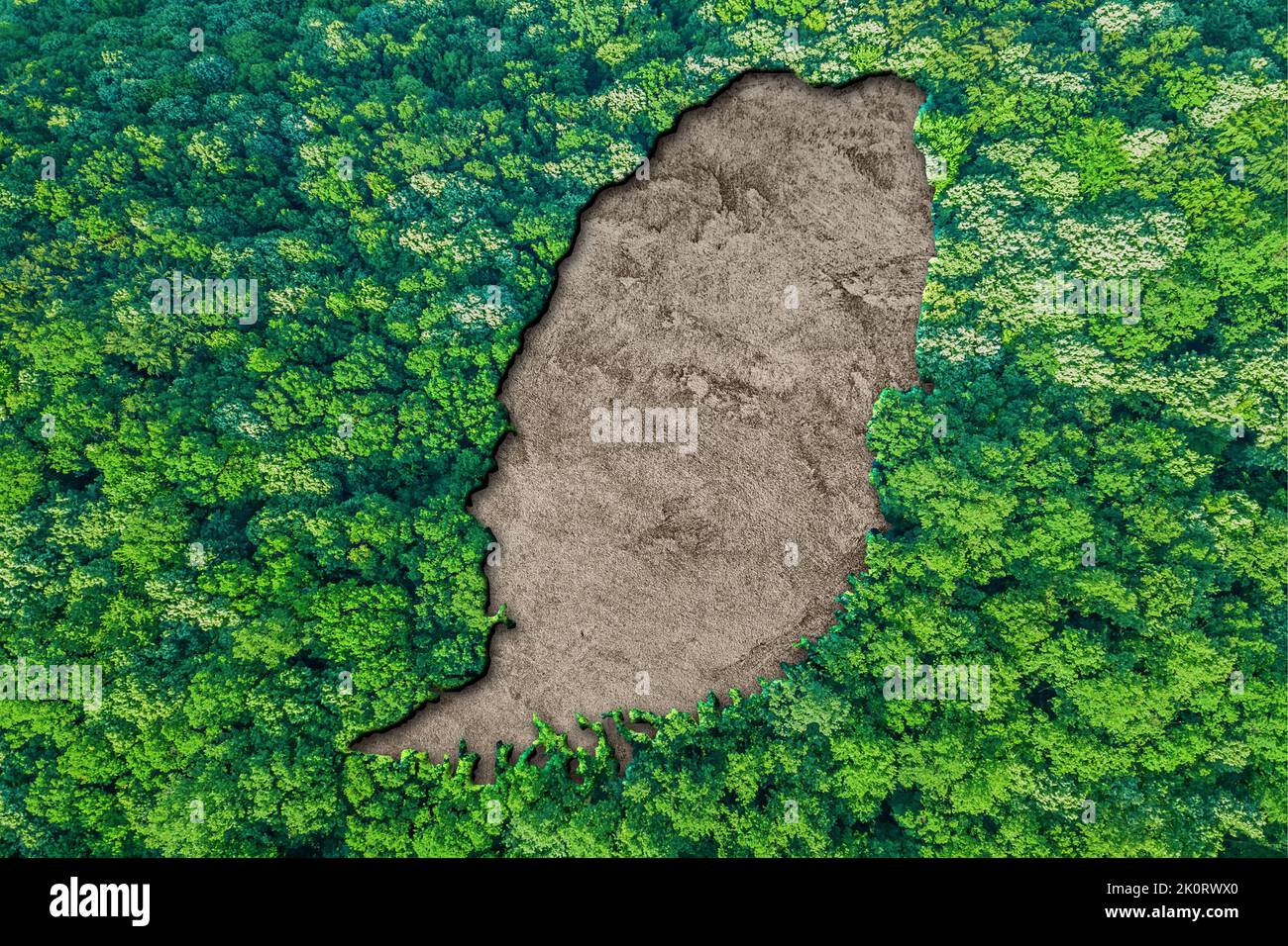 Grenada national map hi res stock - Sustainable Habitat Map Of Grenada Environment Concept 2K0RWX0