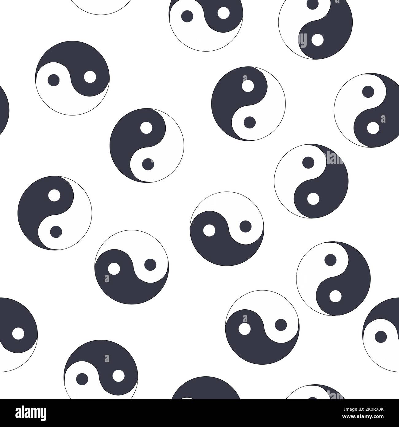 seamless pattern of hand drawn doodle sketch Yin Yang symbol Stock ...