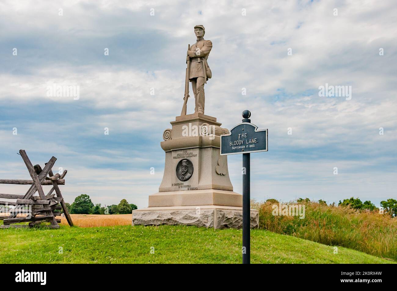 The Bloody Lane, Antietam National Battlefield, Maryland USA, Sharpsburg, Maryland Stock Photo