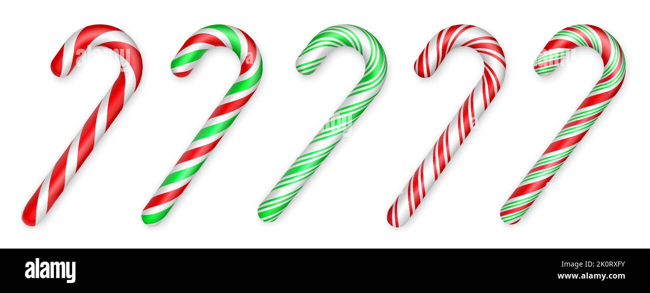 Christmas candy canes. Christmas stick set. Traditional realistic xmas