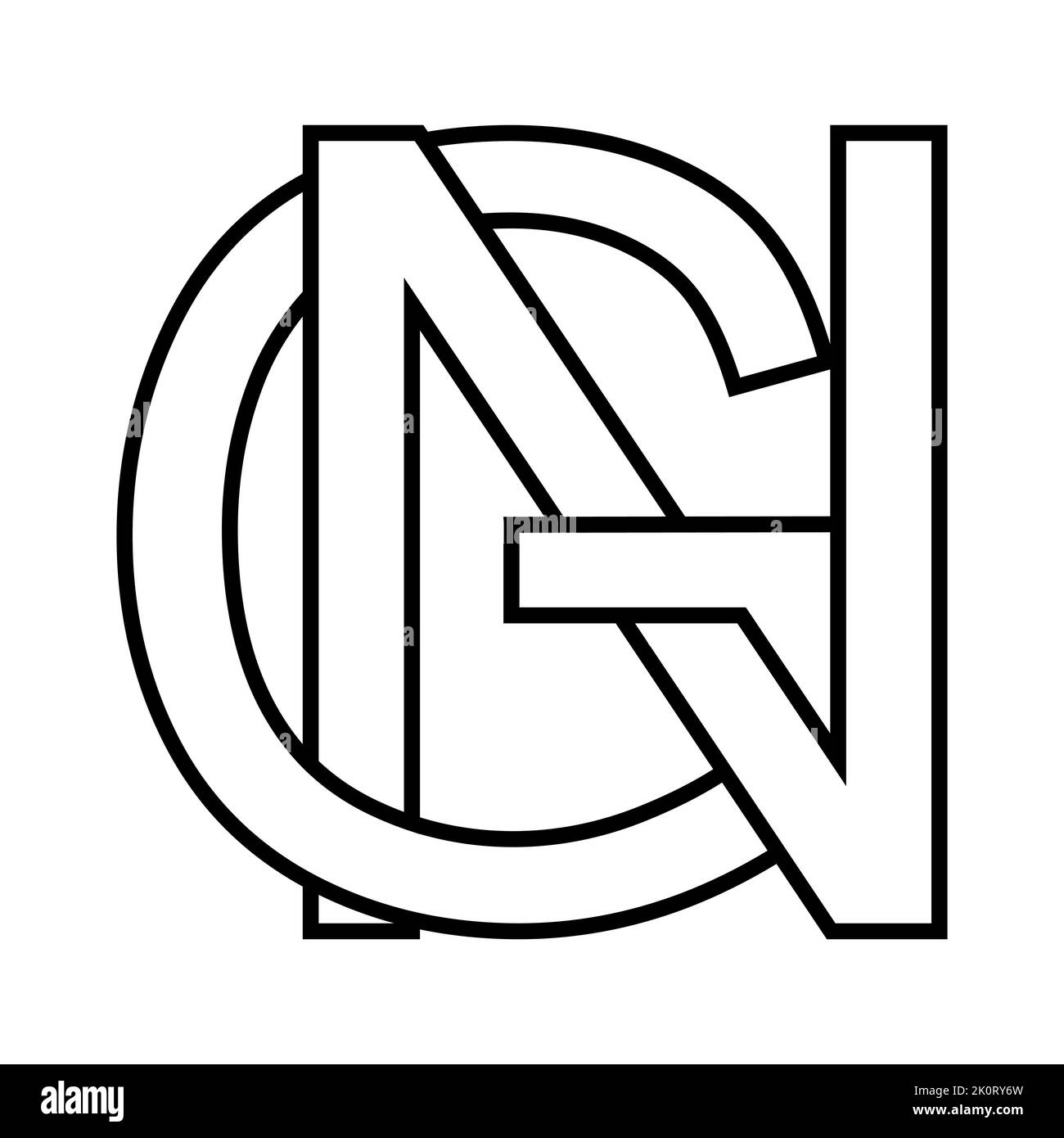 Logo sign gn ng icon, nft interlaced letters g n Stock Vector