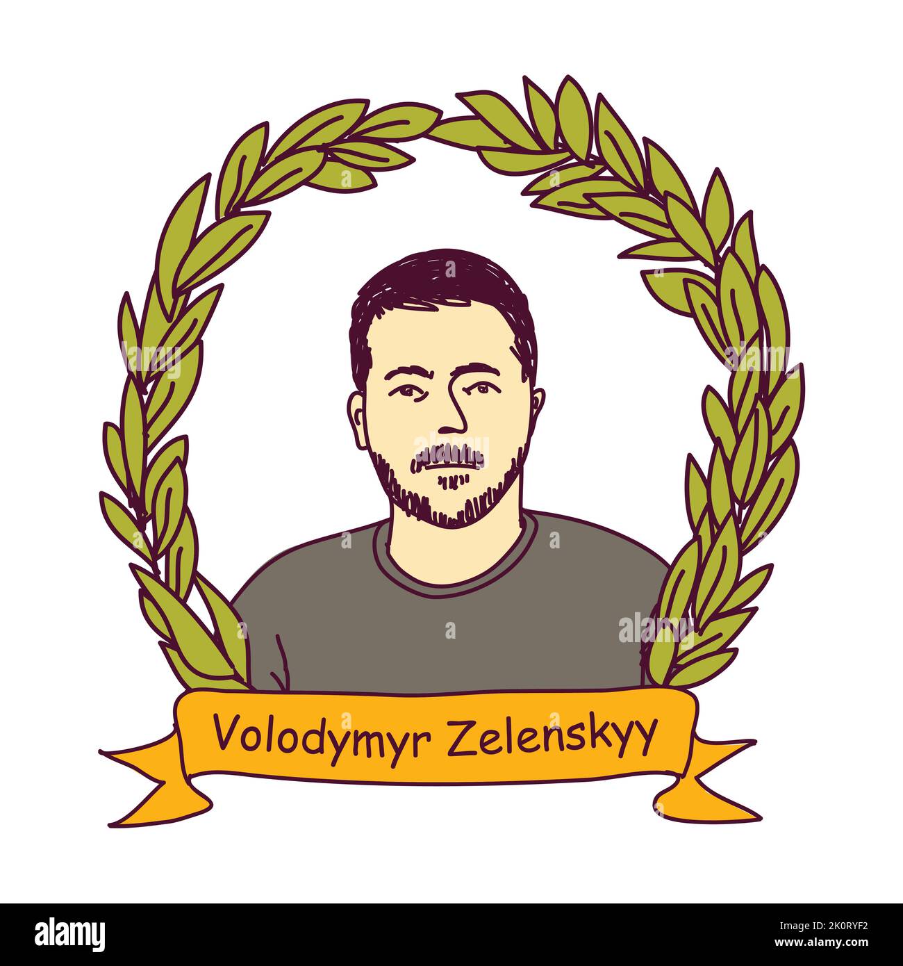 Portrait Volodymyr Zelensky president Ukraine Stock Vector