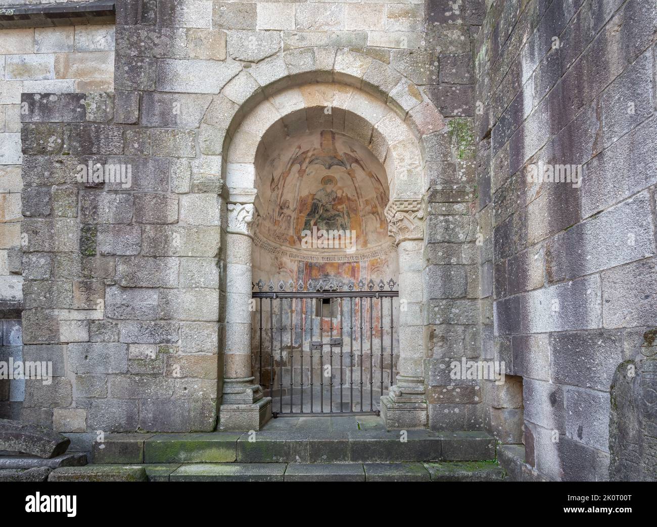 Romanic Apse chapel with Our Lady of Loreto Image in Former Santo Amaro Cloister at Sé de Braga Complex - Braga, Portugal Stock Photo