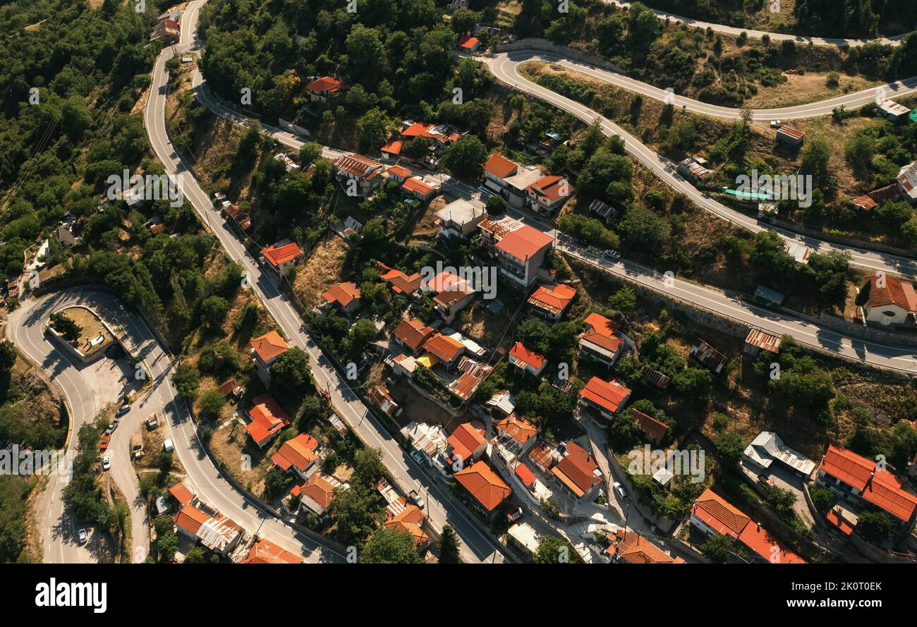 Drone view of Greek village Stock Photo - Alamy