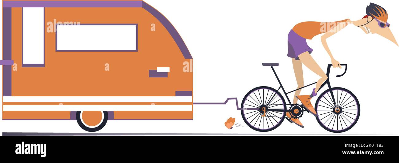 Man on bike pulling trailer Stock Vector Images Alamy