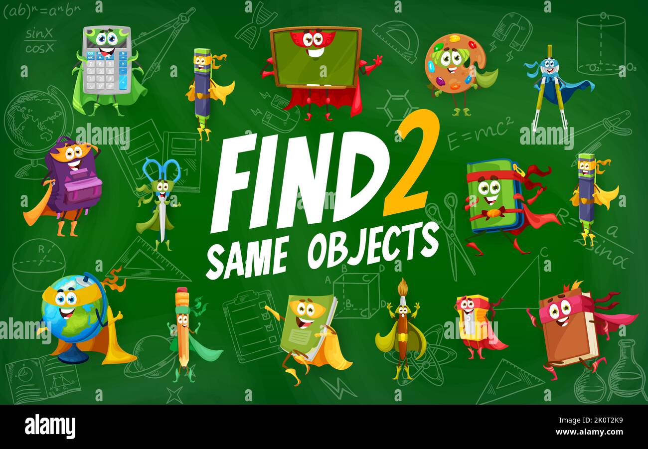 Find two same cartoon school education superhero characters. Same ...