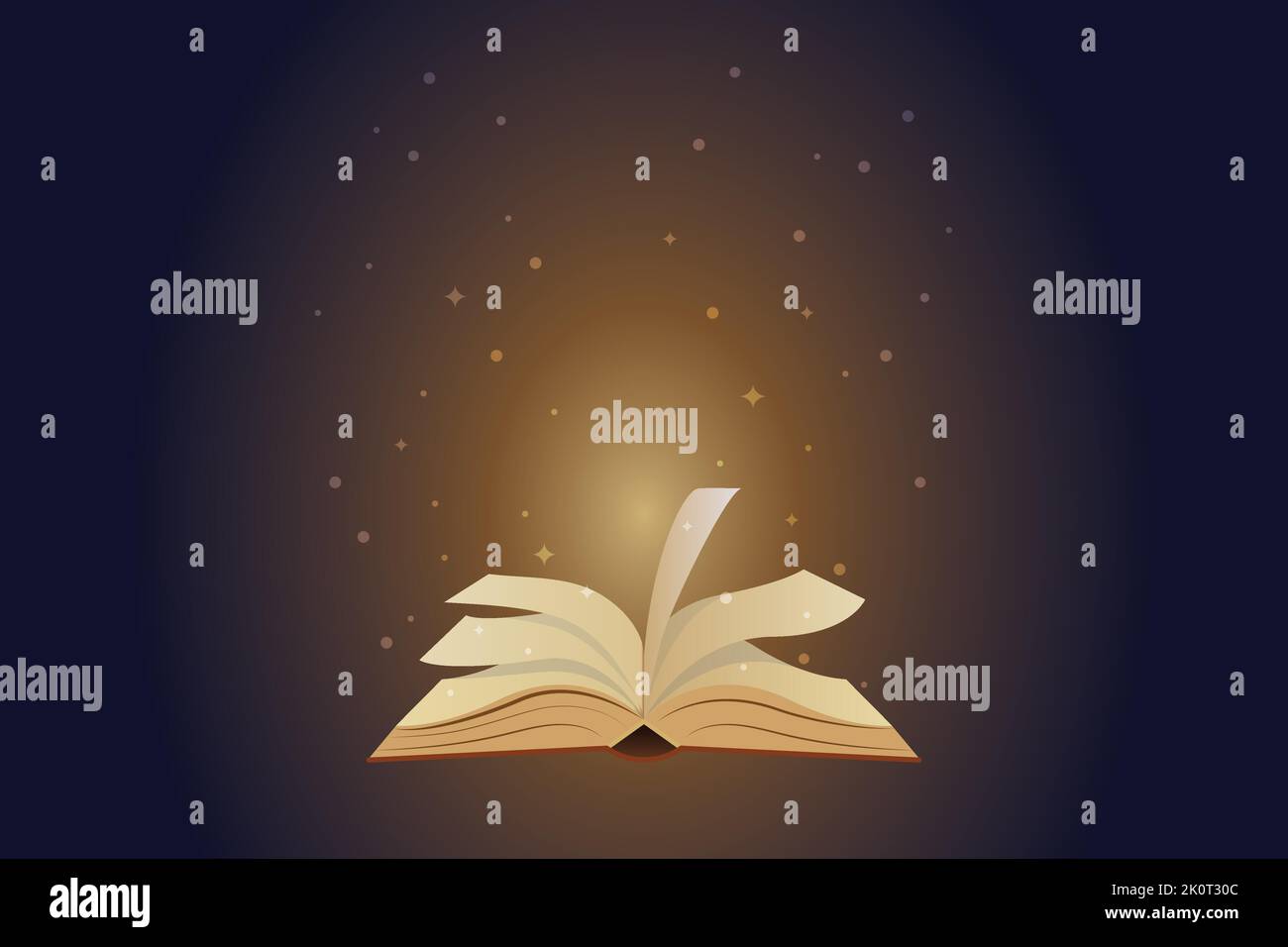 Bright light coming from open book. Opened Book With Magic Lights. Knowledge is power. Vector illustration Stock Vector