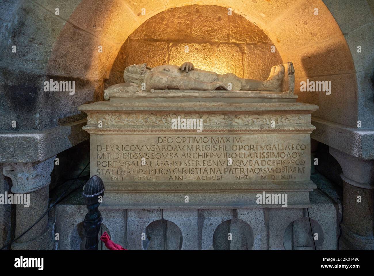 Tomb of Count Henry - father of the first king of Portugal D. Afonso Henriques in Chapel of the Kings at Sé de Braga - Braga, Portugal Stock Photo