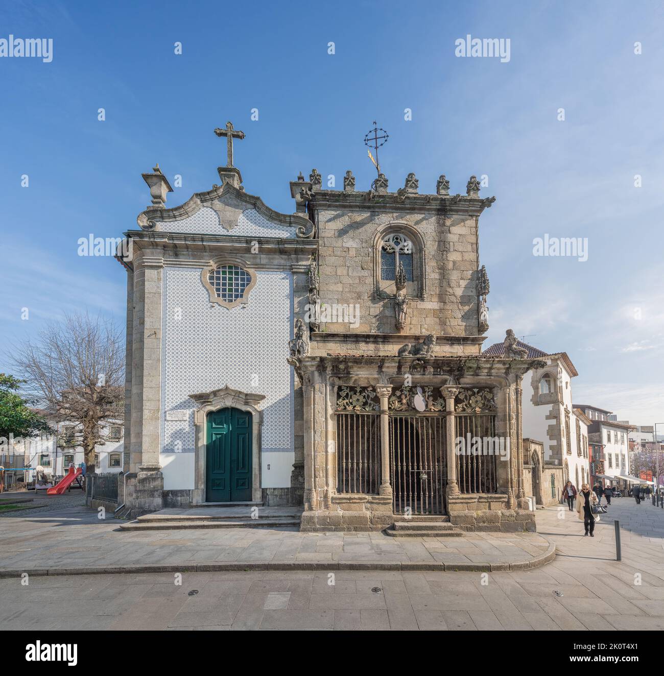 Chapel of Coimbras and Church of São João do Souto - Braga, Portugal Stock Photo