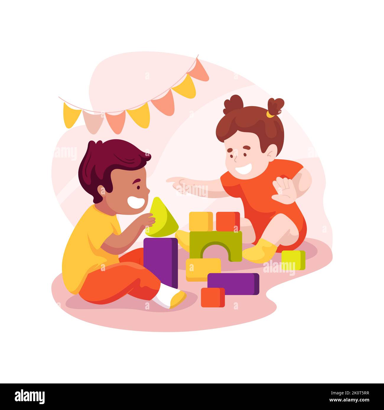 Stacking blocks isolated cartoon vector illustration Stock Vector Image