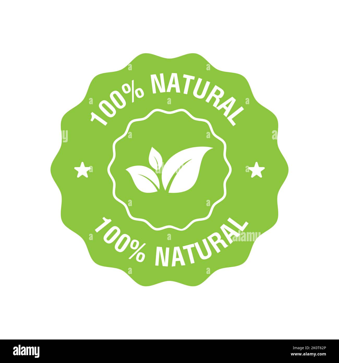 100 percent natural organic stamp food badge with leaf. Natural green ...