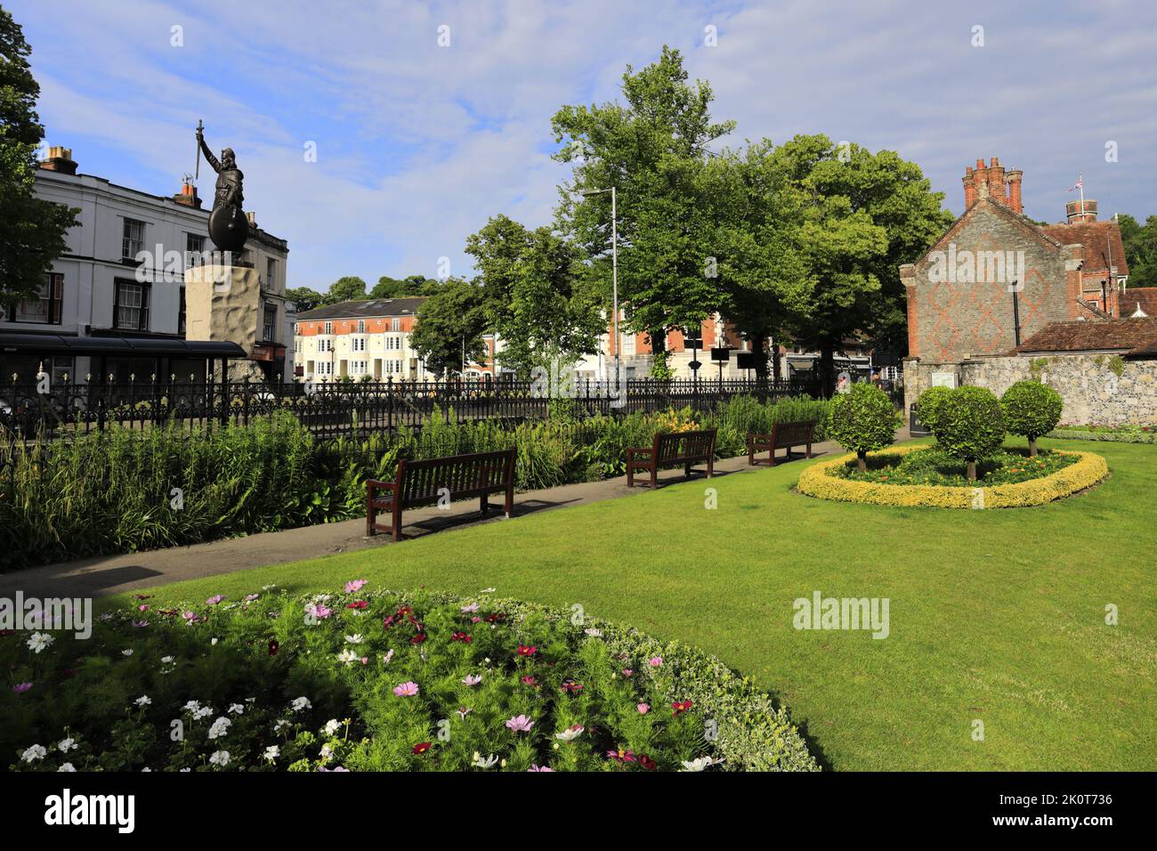 View over the Abbey Gardens, Winchester City, Hampshire County; England