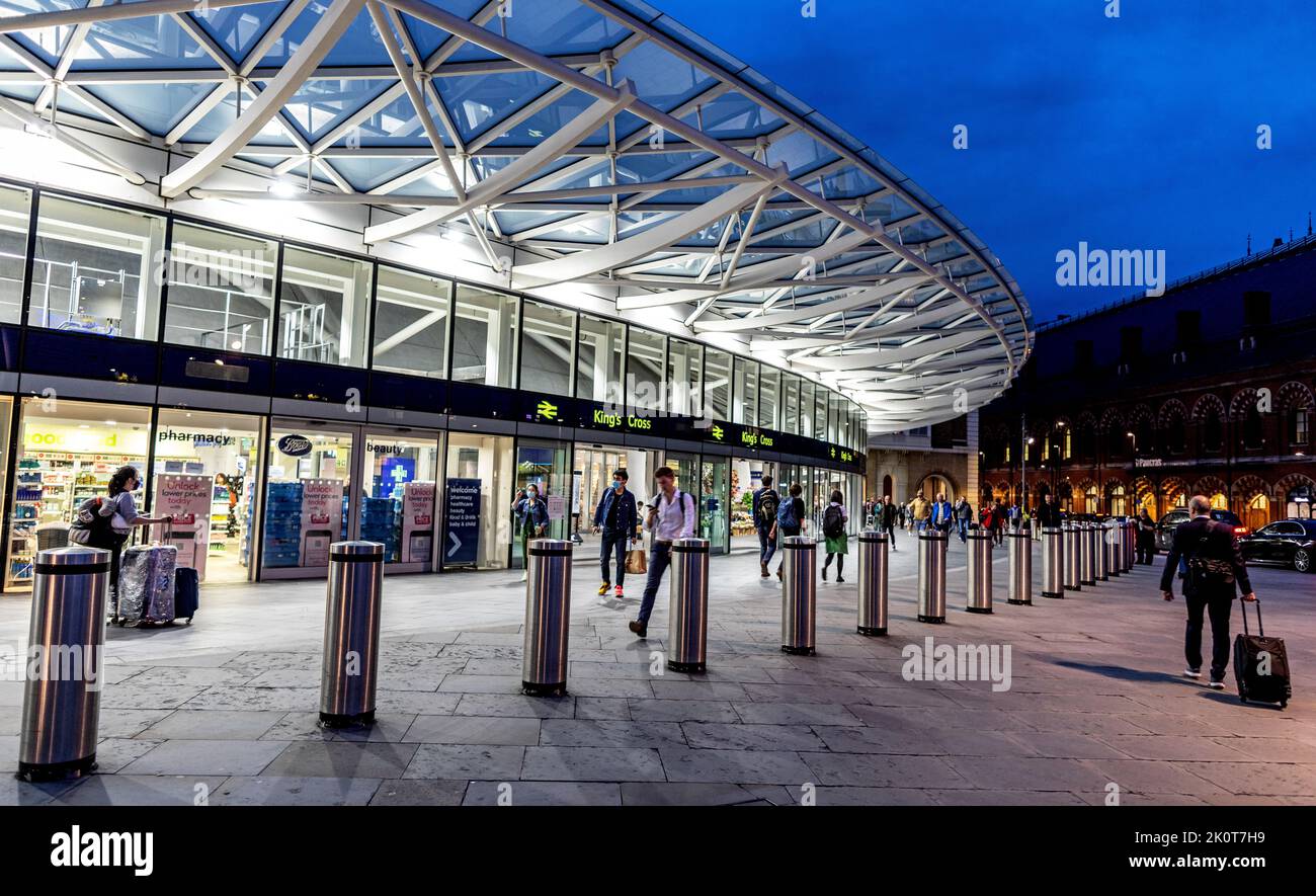 The New Kings Cross Station Development at Night London UK Stock Photo