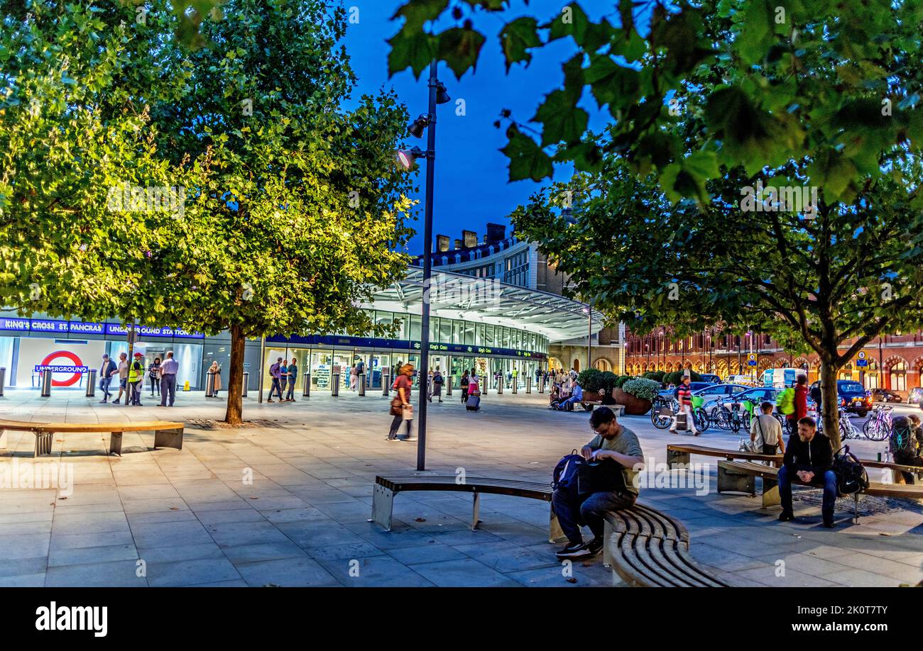 The New Kings Cross Station Development at Night London UK Stock Photo