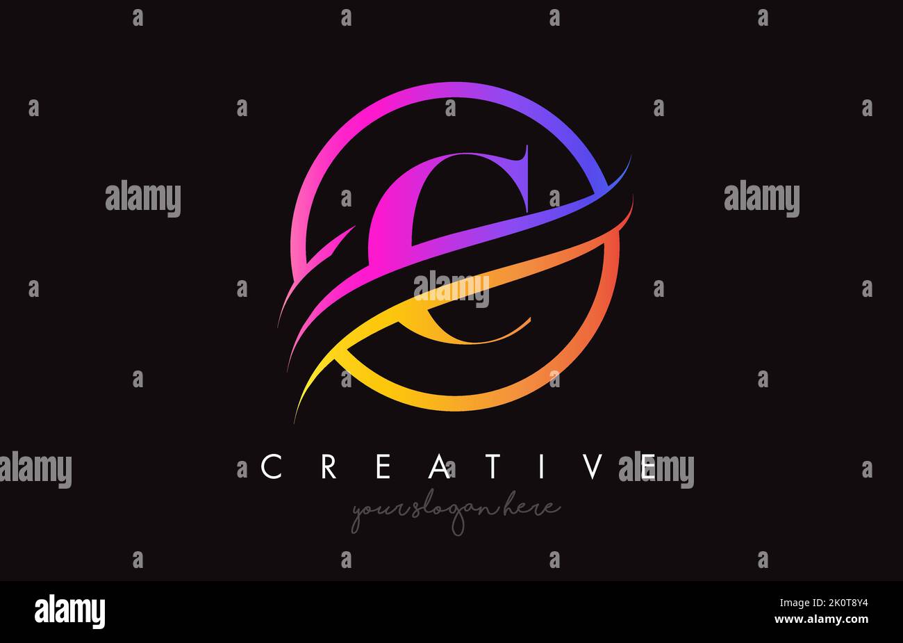 Letter C Logo with Creative Purple Orange Colors and Circle Swoosh Cut ...