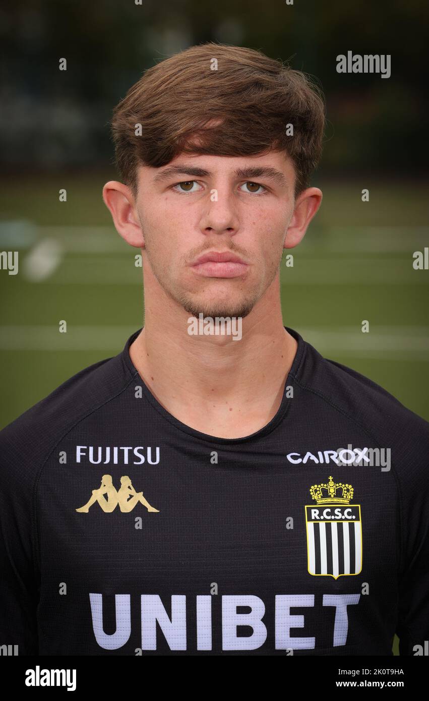 Charleroi's Noah de Moerloose poses for a team picture, at the 2022