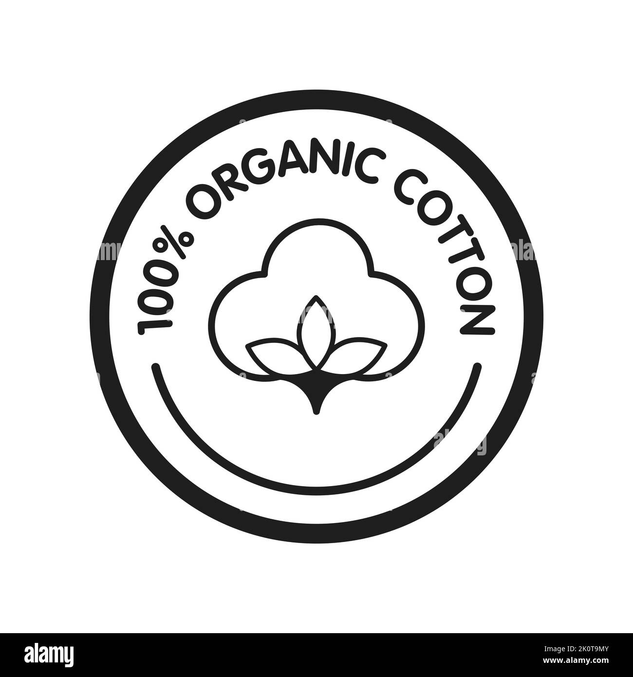 100 percent organic cotton liner labels and badges. Vector round icon ...