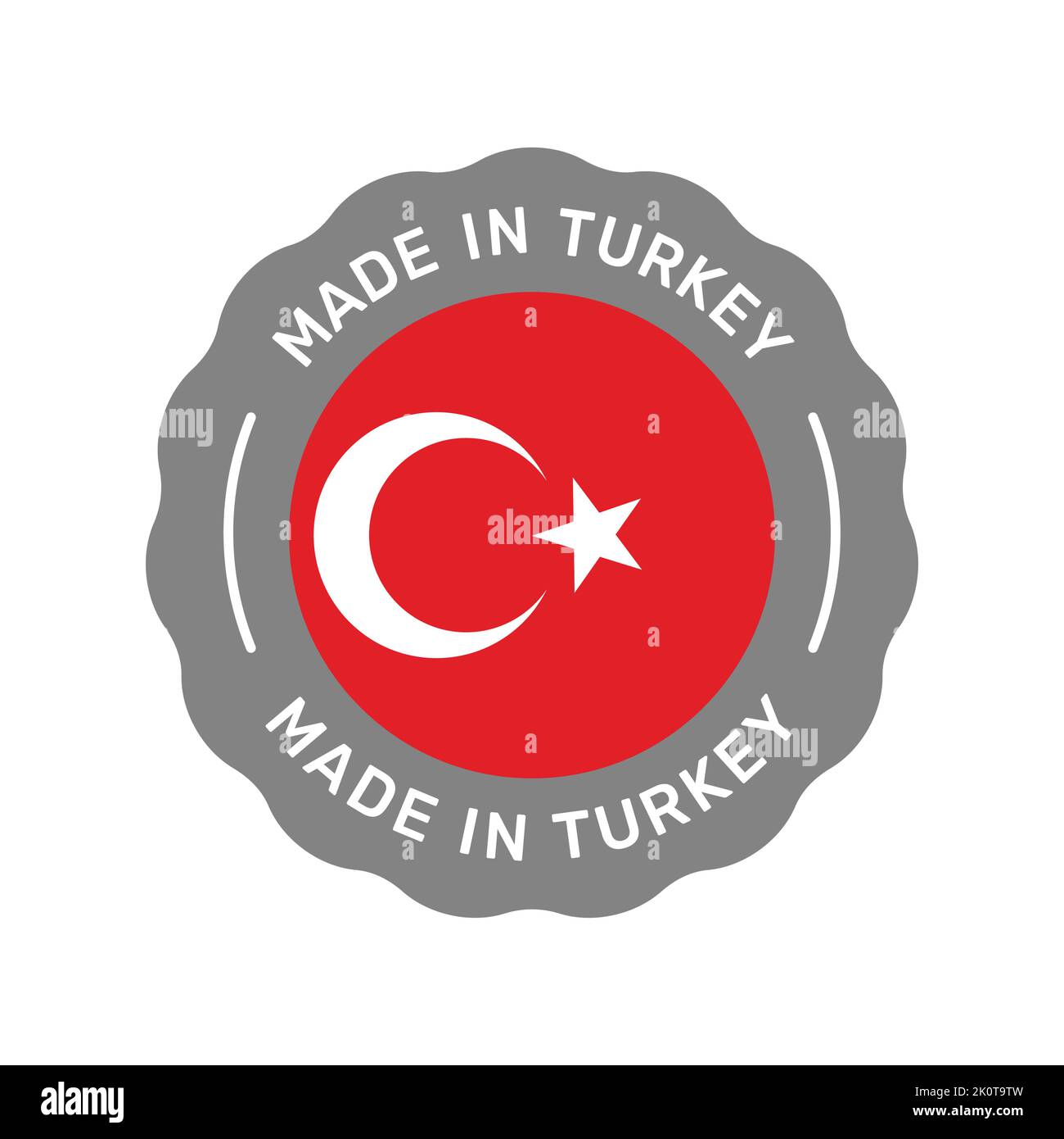 Made in Turkey colorful vector badge. Label sticker with Turkish flag