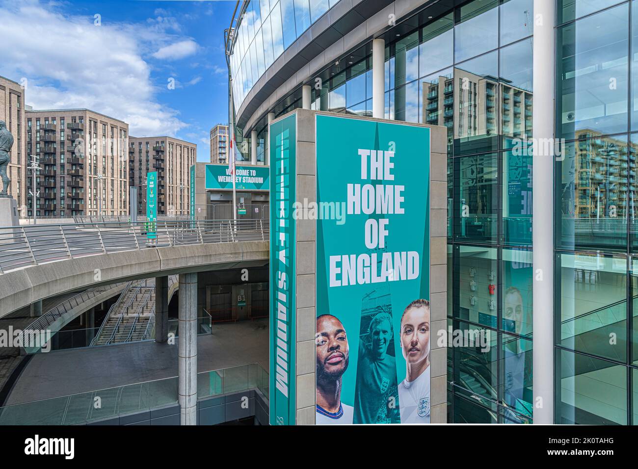 Wembley Stadium, Wembley Park, north west London. The new circular stadium was built for the 2012 Olympics football finals. An icon for football fans. Stock Photo