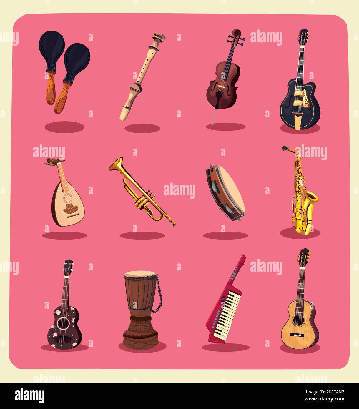 flat realistic instruments bundle Stock Vector Image & Art - Alamy
