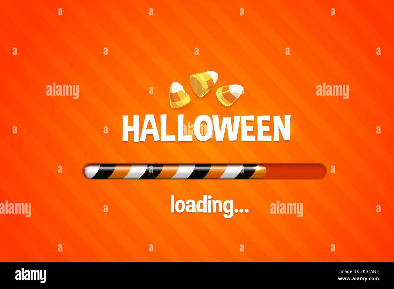 Halloween loading bar, holiday party orange background, vector banner