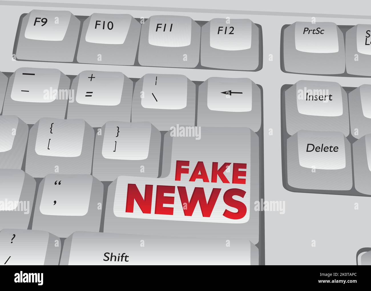 Computer Keyboard with Fake News text. Close-up of an electronic ...