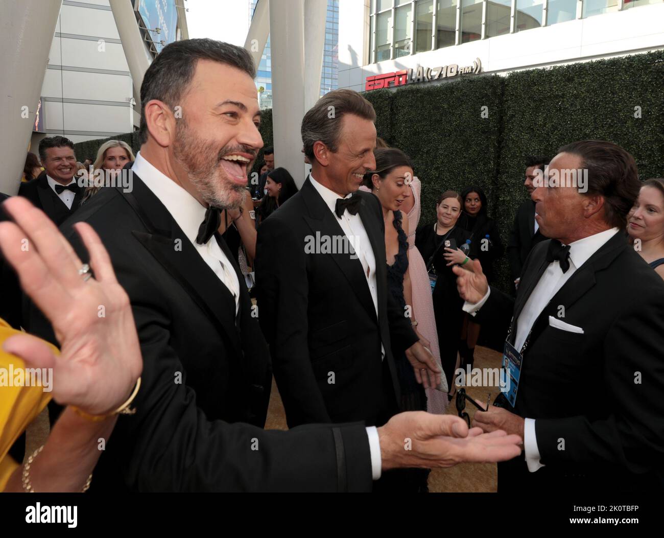Los Angeles, USA. 12th Sep, 2022. Jimmy Kimmel, left, and Seth Meyers