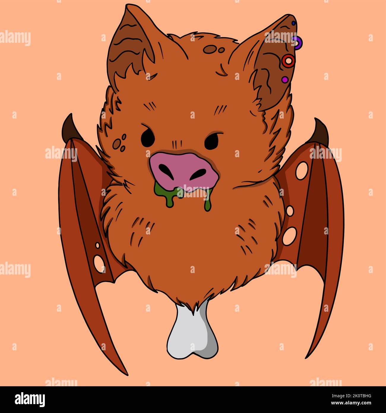 Halloween zombie bat with green drool illustration Stock Vector Image ...