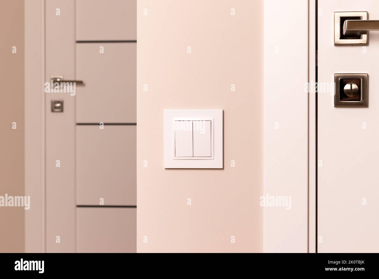 Curated visual reference: Gallery Detail: White Electrical Switch On Beige Wall Next To The Door