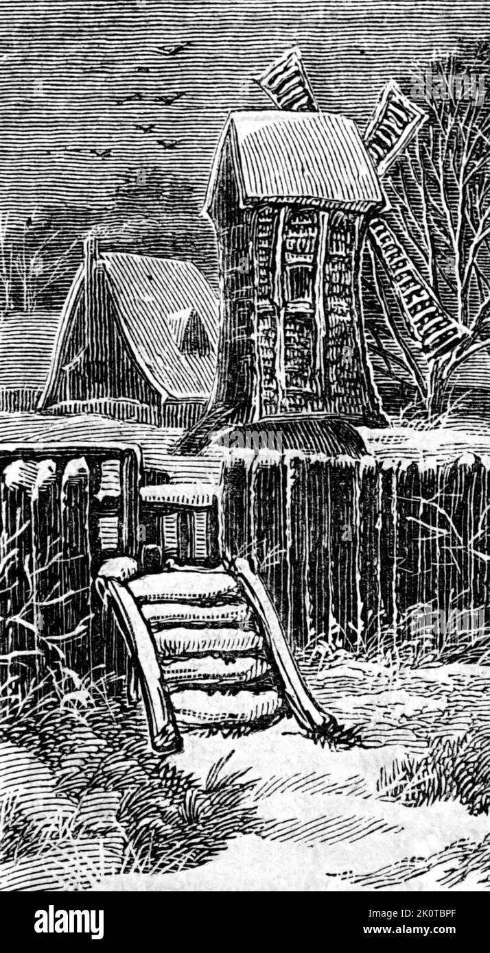 Illustration depicting a stile. Dated 19th Century Stock Photo