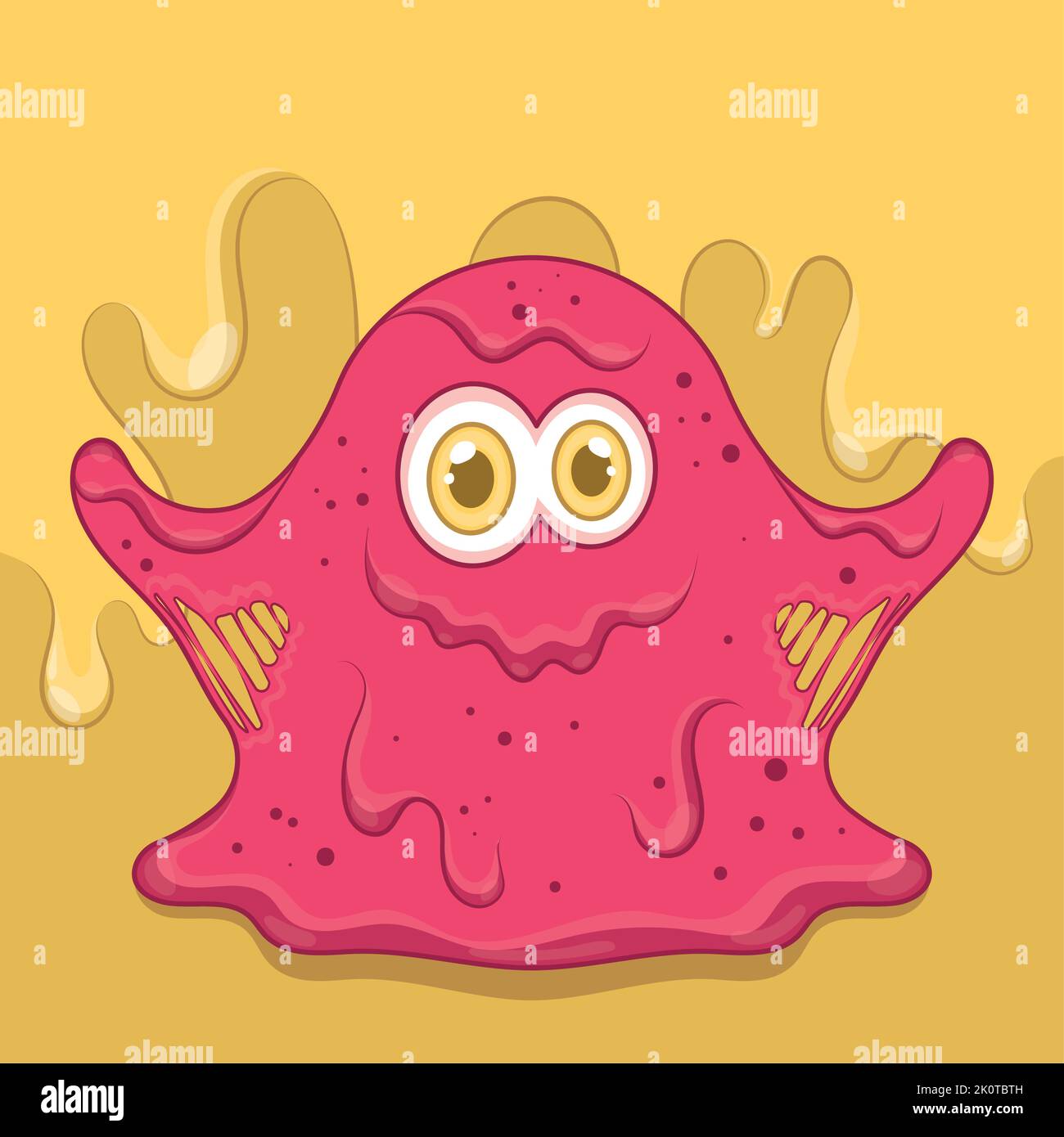 Monster Slime Coloring Page Colored Illustration - Stock
