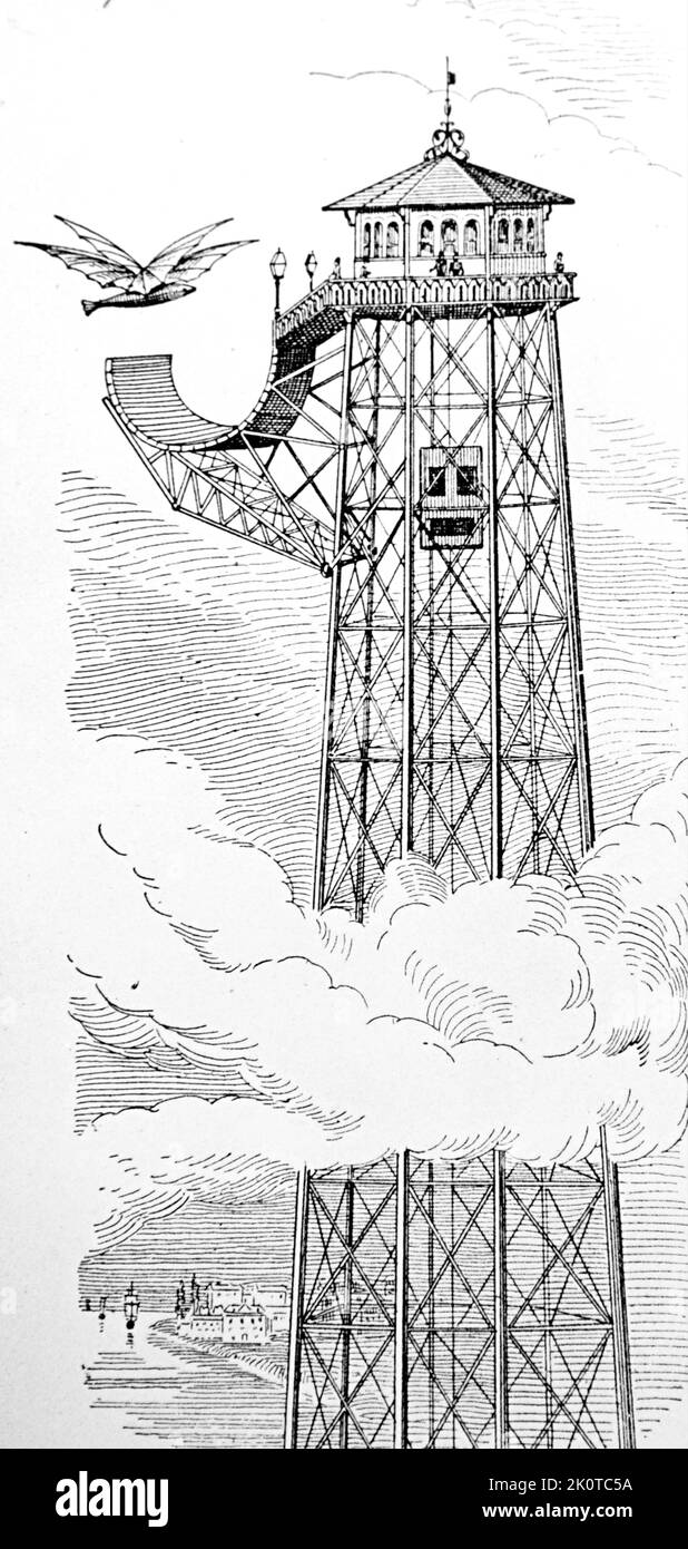 Idea for an air station, 1880. Attributed to Thomas Edison. Stock Photo