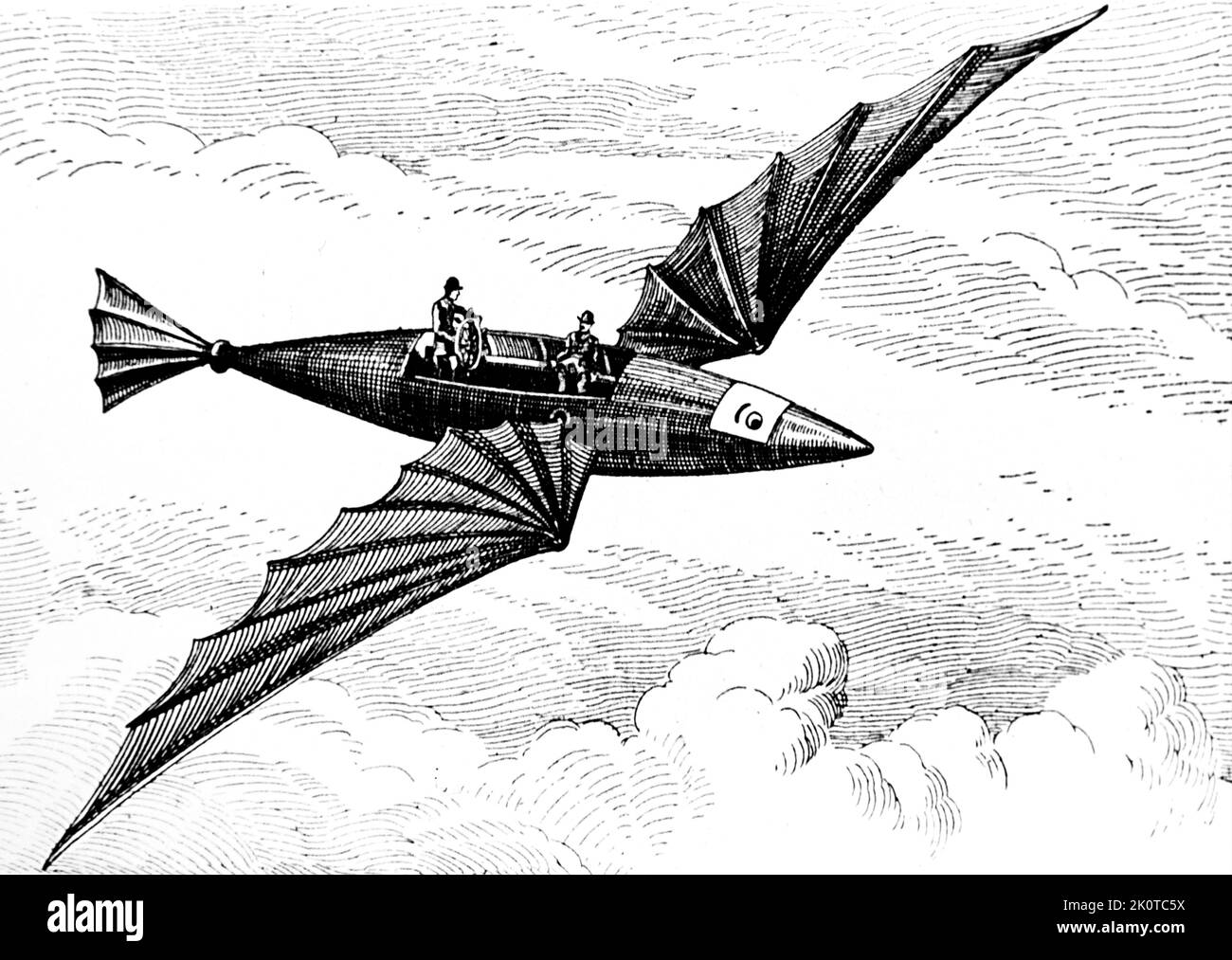 The Flying Fish, an idea for air travel in America, 1880. Attributed to Thomas Edison. Stock Photo