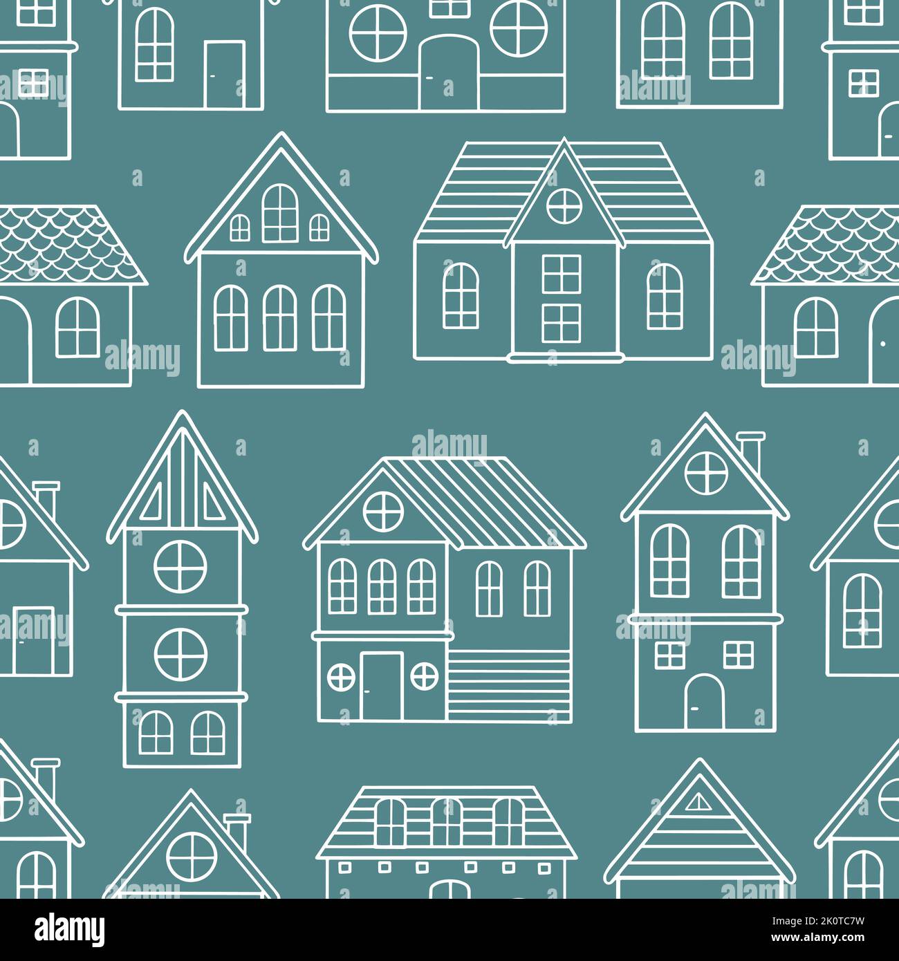 Seamless pattern of doodle houses. Great for fabric, textile vector ...
